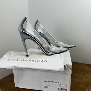 NIB Good American Cinder-f*cking Rella Pumps GA275P-X Metallic Heels Sz 8.5